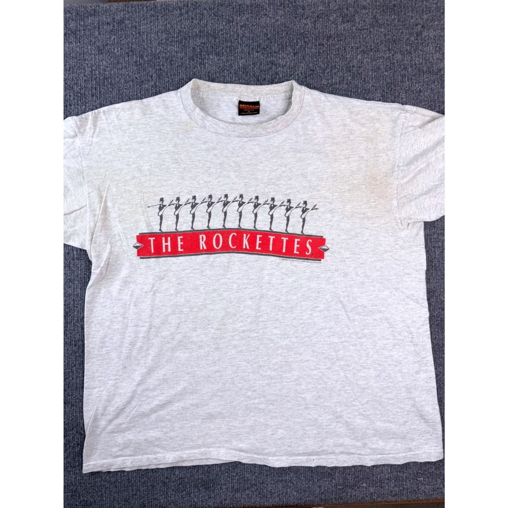 Vintage 90s Brockum The Rockettes T Shirt Mens XL Gray Graphic Radio City USA